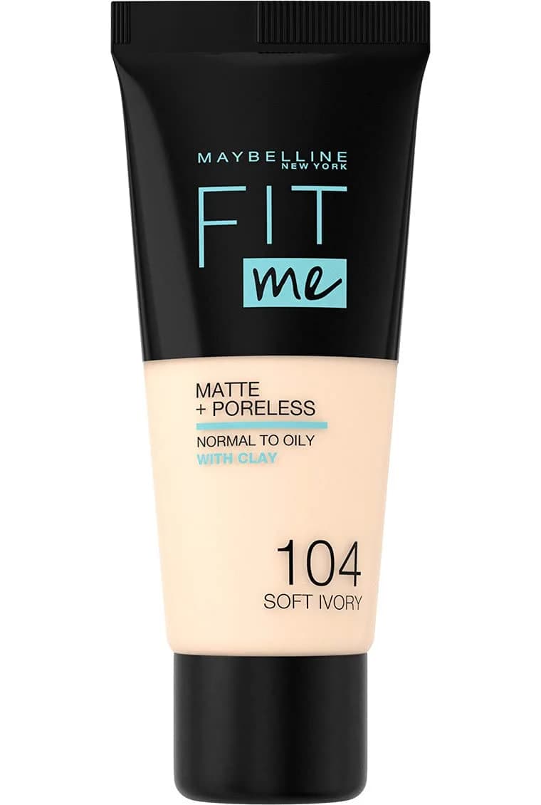Maybelline Fit Me Matte + Poreless Foundation, 104 Soft Ivory, 1 Fl Oz | Oil-Free, Pore Minimizing - main product image
