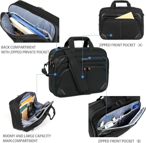 KROSER 15.6 Inch Laptop Briefcase Computer Bag Water-Resistant & Durable | TSA-Friendly, Luggage Strap thumbnail 5