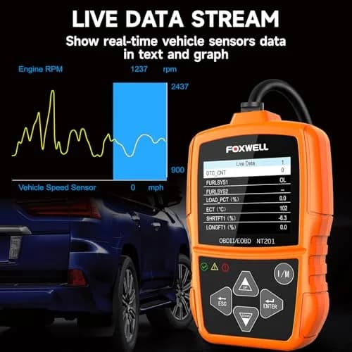FOXWELL NT201 OBD2 Scanner Engine Code Reader for Cars and Trucks | Reads & Clears Check Engine Light, Live Data, Emissions Readiness thumbnail 5