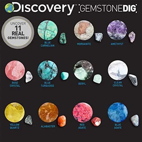 Discovery Kids Gemstone Dig STEM Science Kit | Excavate & Reveal 11 Real Gemstones (1.0 lb / 0.45 kg) thumbnail 4
