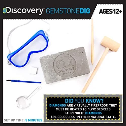 Discovery Kids Gemstone Dig STEM Science Kit | Excavate & Reveal 11 Real Gemstones (1.0 lb / 0.45 kg) thumbnail 3
