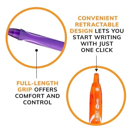 BIC Gel-ocity Quick Dry Fashion Retractable Gel Pens, Medium Point (0.7mm), 4-Count Set | Smooth Ink Flow thumbnail 4