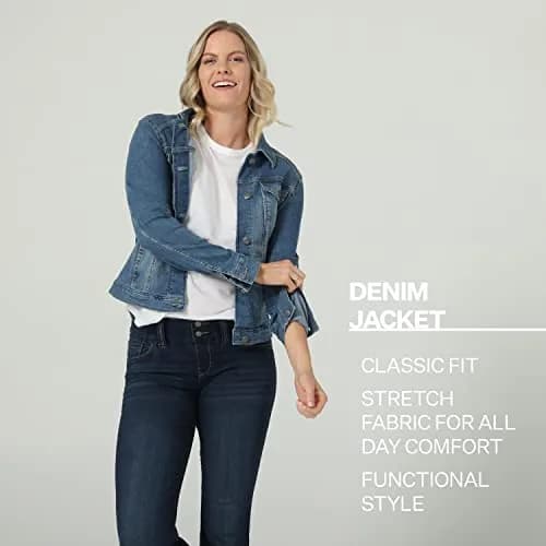Riders Women's Denim Jacket, White, Medium | Classic Fit & All-Day Comfort thumbnail 4