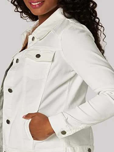 Riders Women's Denim Jacket, White, Medium | Classic Fit & All-Day Comfort thumbnail 3