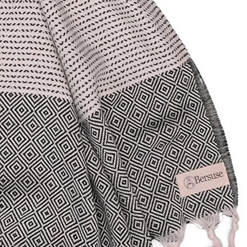 Bersuse 100% Cotton Hierapolis XL Throw Blanket for Couch - Lightweight Durable, Sensitive Skin Friendly, 60x95 Inches, Black thumbnail 4