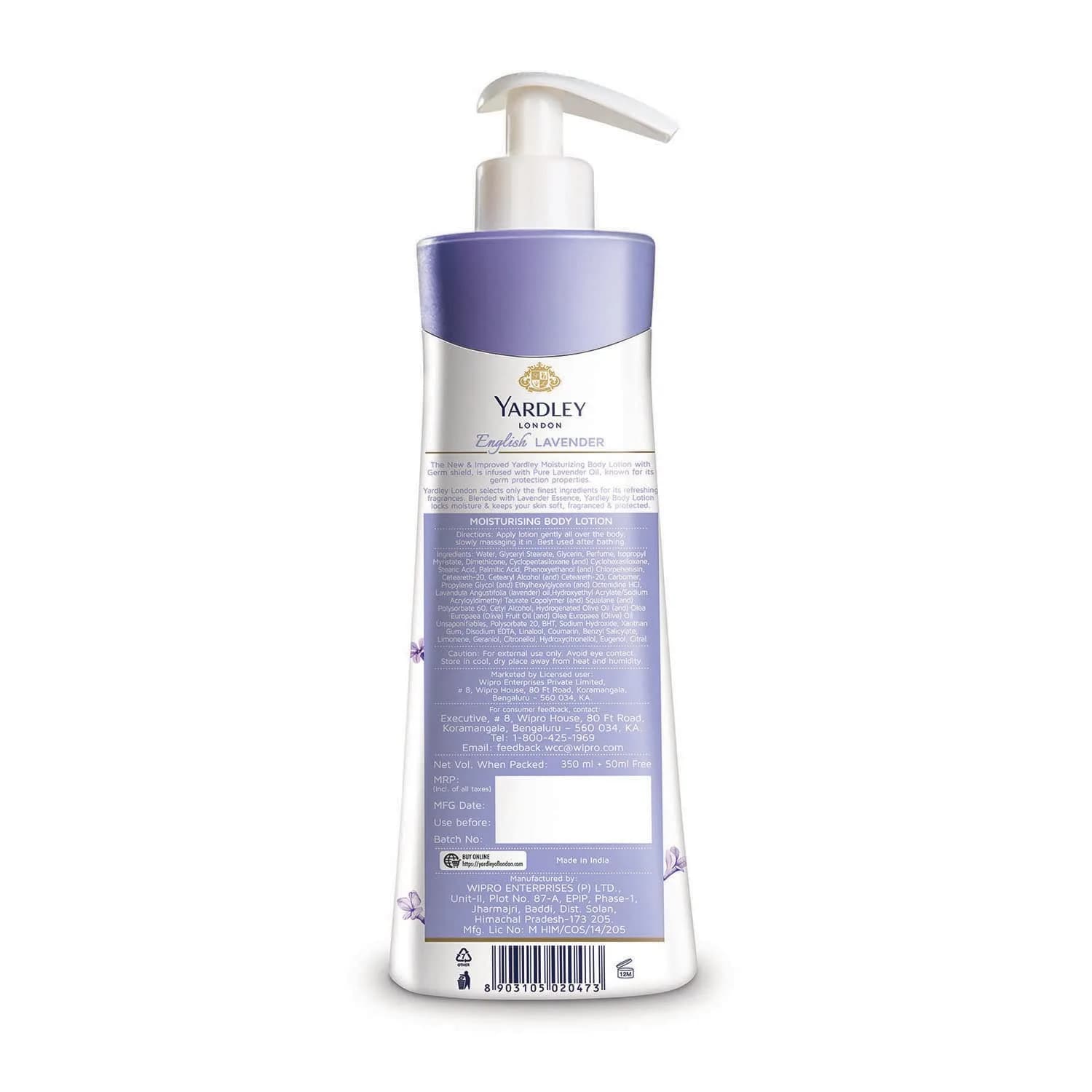 Yardley London English Lavender Hand & Body Lotion 400ml (13.5 Fl Oz) | Classic Fragrance & Hydration - view 3