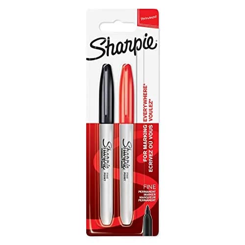 Sharpie Permanent Markers | Fine Tip | Black & Red | 2 Pack | Smooth Ink Flow thumbnail 1