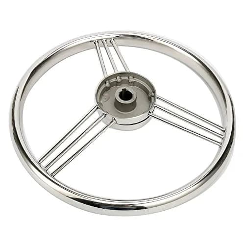 Amarine Made 13.5 Inch 9 Spoke Stainless Boat Steering Wheel - 10 Degree - 9500S380 | Polished stainless steel, universal fit thumbnail 4
