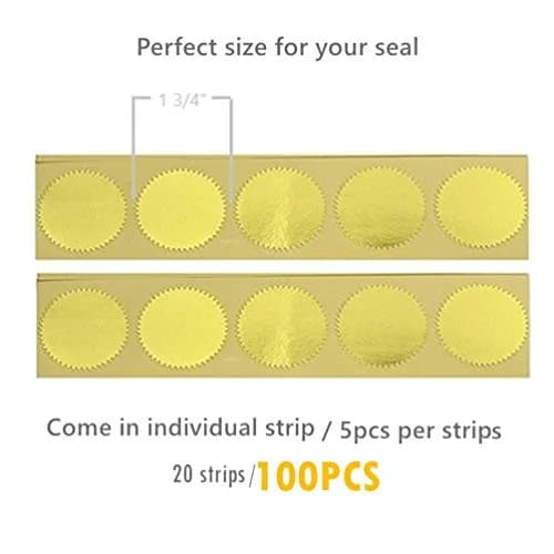 UNIQOOO Gold Embossed Foil Blank Certificate Sealing Stickers 100pcs (1.75" Diameter) | Classic Solid Pattern thumbnail 4