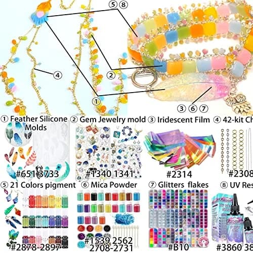 FUNSHOWCASE Large Silicone Jewelry Mold Set | 29 Designs, 58 Cavities for Resin, Clay, Pendant & Earring Making thumbnail 4