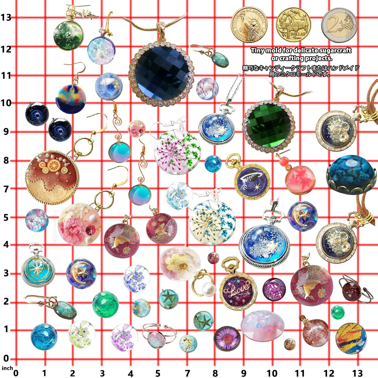 FUNSHOWCASE Large Silicone Jewelry Mold Set | 29 Designs, 58 Cavities for Resin, Clay, Pendant & Earring Making - view 6