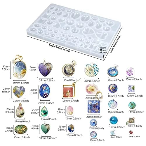 FUNSHOWCASE Large Silicone Jewelry Mold Set | 29 Designs, 58 Cavities for Resin, Clay, Pendant & Earring Making thumbnail 3