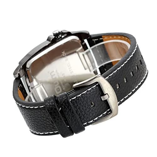Avaner Men's Steampunk Dual Time Zone Leather Watch 5.1cm (2") Square Case | Dual Quartz Movement thumbnail 4