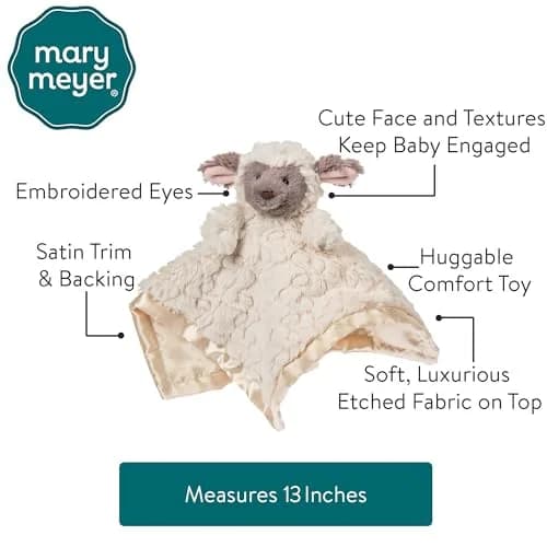 Mary Meyer Putty Nursery Lamb Character Blanket 33cm (13") | Soft Toy Lovey with Satin Lining thumbnail 4