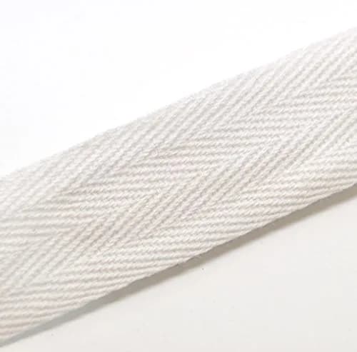 Anrox Supply Co. Twill Tape 1" | Cotton, Herringbone Pattern, 50 Yards, Black, White, Natural thumbnail 1