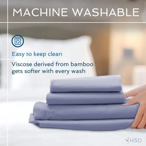 Hotel Sheets Direct White 3 Piece Bamboo Viscose Sheet Set Twin Size | OEKO-TEX Certified Cooling & Breathable Luxury Bedding thumbnail 6