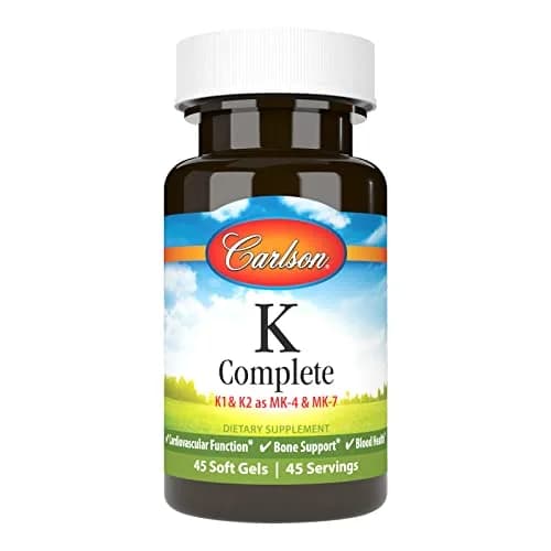 Carlson K Complete Vitamin K-1 & K2 45 Softgels | Supports Bone & Heart Health thumbnail 1
