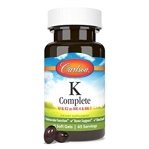 Carlson K Complete Vitamin K-1 & K2 45 Softgels | Supports Bone & Heart Health thumbnail 5