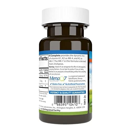 Carlson K Complete Vitamin K-1 & K2 45 Softgels | Supports Bone & Heart Health thumbnail 3