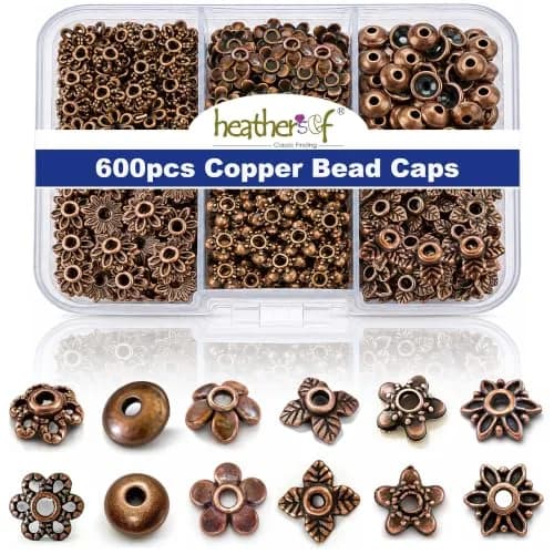 Heather's cf 600PCS Mixed Copper Metal Bead Caps for Jewelry Making, 6mm Flower Bead Caps Fit 8-10mm Beads thumbnail 1