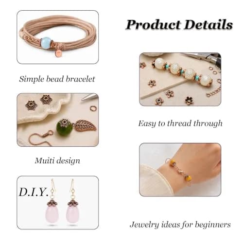 Heather's cf 600PCS Mixed Copper Metal Bead Caps for Jewelry Making, 6mm Flower Bead Caps Fit 8-10mm Beads thumbnail 5