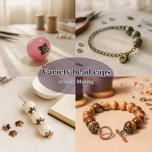 Heather's cf 600PCS Mixed Copper Metal Bead Caps for Jewelry Making, 6mm Flower Bead Caps Fit 8-10mm Beads thumbnail 2
