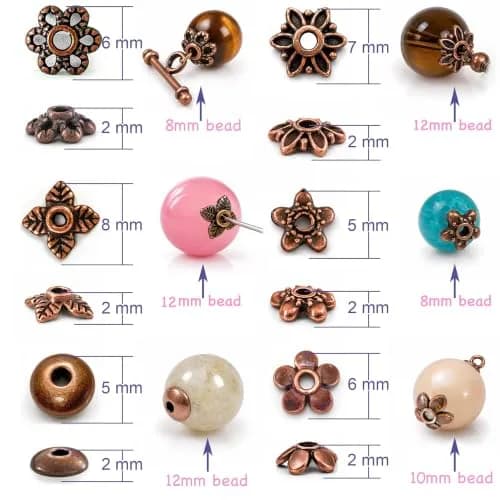 Heather's cf 600PCS Mixed Copper Metal Bead Caps for Jewelry Making, 6mm Flower Bead Caps Fit 8-10mm Beads thumbnail 3