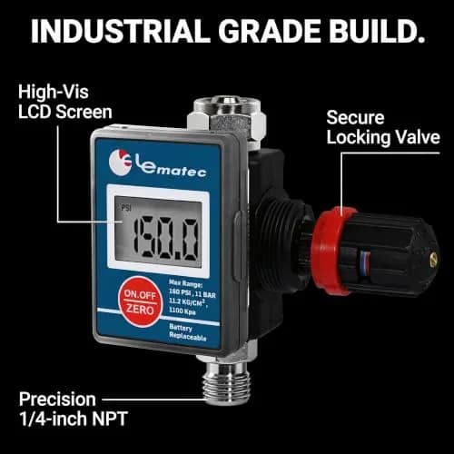 LE LEMATEC DAR03B Digital Air Regulator with Locking Valve & Gauge | 1/4 NPT Inline, 160 PSI thumbnail 4