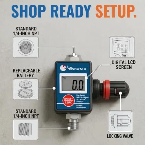 LE LEMATEC DAR03B Digital Air Regulator with Locking Valve & Gauge | 1/4 NPT Inline, 160 PSI thumbnail 5
