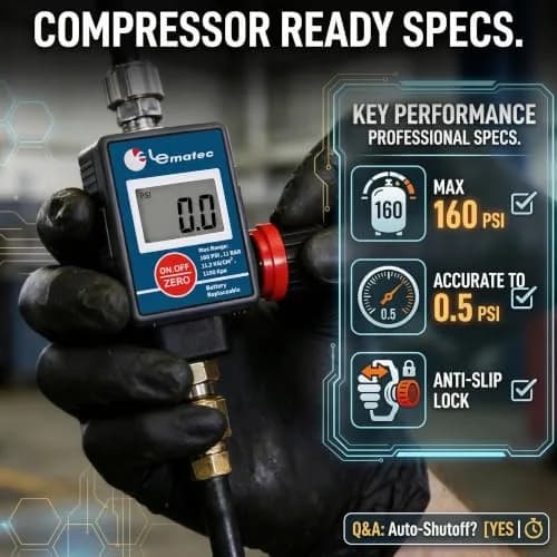 LE LEMATEC DAR03B Digital Air Regulator with Locking Valve & Gauge | 1/4 NPT Inline, 160 PSI thumbnail 6