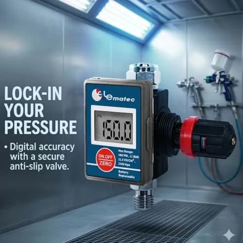 LE LEMATEC DAR03B Digital Air Regulator with Locking Valve & Gauge | 1/4 NPT Inline, 160 PSI thumbnail 2