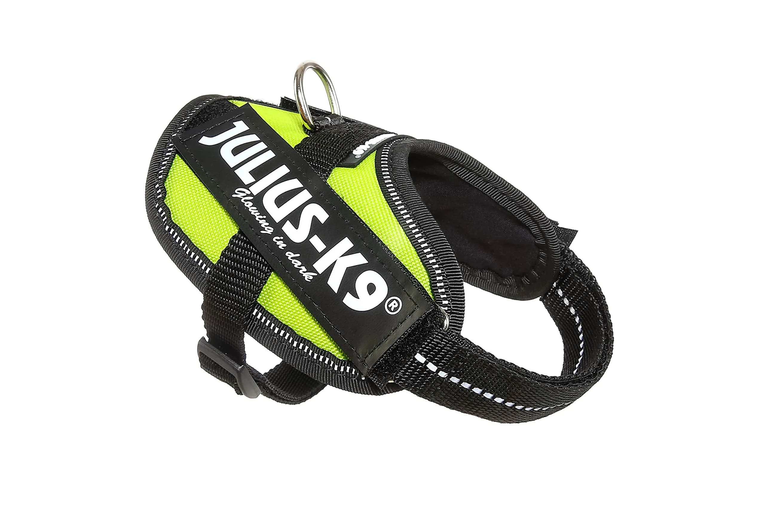 Julius-K9 IDC Powerharness Dog Harness Baby 2 (13-17.5 in Chest, 4.5-11 lbs) | Reflective & Breathable for Small Dogs — UV Neon Green