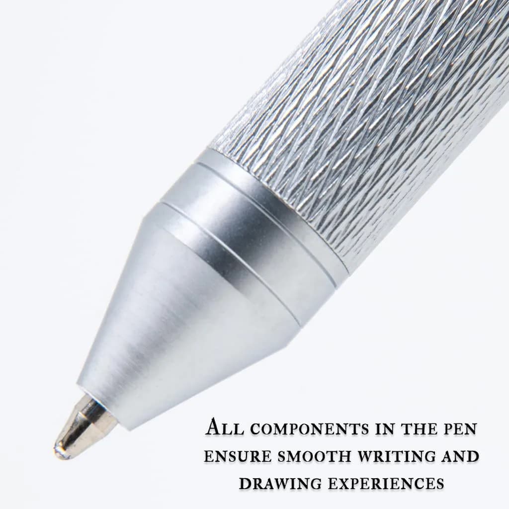 Monteverde Quadro 4-in-1 Multifunction Pen - Silver Finish - 13.5cm (5.3in) | Solid Brass Barrel with Knurled Grip - view 2