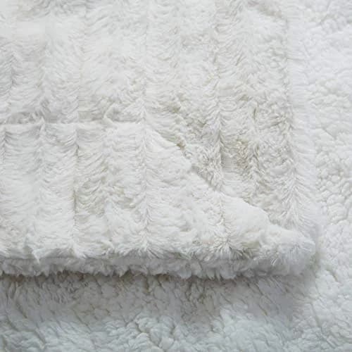 Tache Home Fashion White Blanket 90x90 in Ivory | Super Soft Faux Fur & Sherpa thumbnail 6