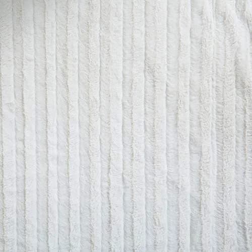 Tache Home Fashion White Blanket 90x90 in Ivory | Super Soft Faux Fur & Sherpa thumbnail 7