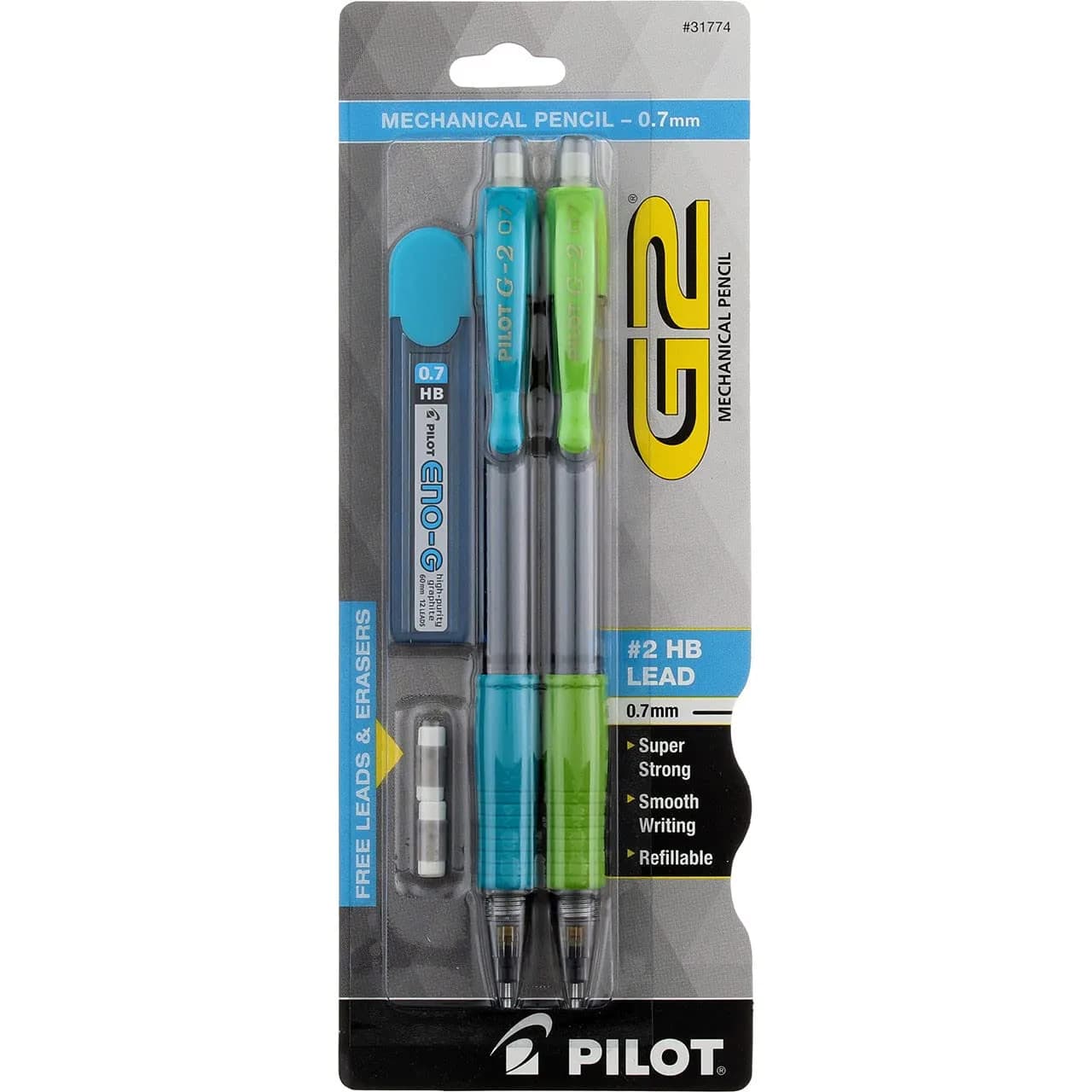 Pilot G2 Mechanical Pencil 0.7mm | Refillable, HB Lead, Japan Made