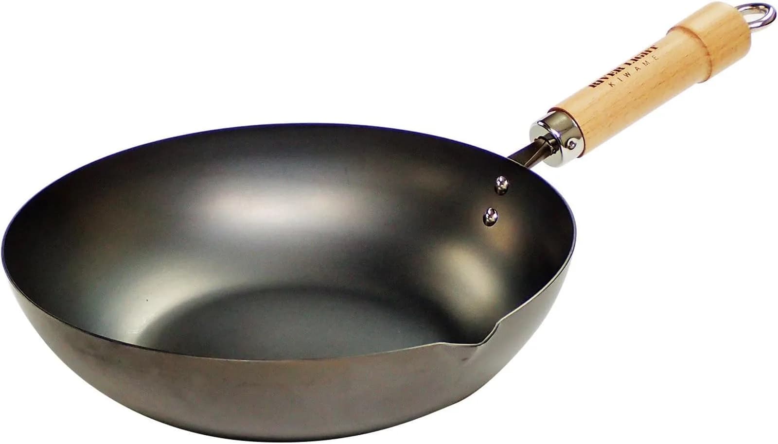 River Light JS1424 Kyoku Japan Iron Frying Pan 24cm | Rust-Resistant, IH Compatible, Deep Fryer with Lid