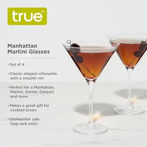 TRUE Manhattan Martini Glass, Crystal Cocktail Coupes, 12 oz, Set of 4 | Classic Triangular Design for Elegant Entertaining thumbnail 2