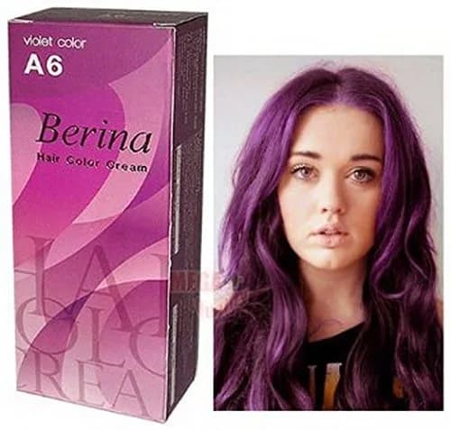 Berina Hair Color Cream A6 Violet 60G | Permanent Fashion Hair Dye for All Genders thumbnail 1