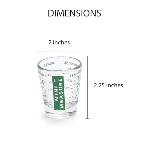 Kolder Mini Measure Heavy Glass, 20-Incremental Measurements | Precise Dry & Liquid Measuring Shot Glass thumbnail 2