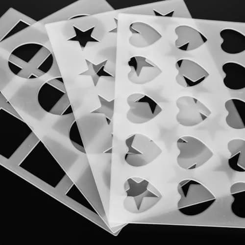 Cosmos 4 Pcs Chocolate Chablon Cookies Stencil Mold Set for Cake Decoration, Assorted Shapes | Food Grade PE, Easy Demoulding thumbnail 2