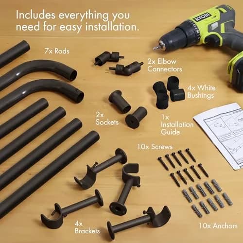 MERIVILLE 1-Inch Diameter Bay Window Curtain Rod Set for Bayview Windows, Oil-Rubbed Bronze | Durable Metal, Extendable, Complete System thumbnail 4
