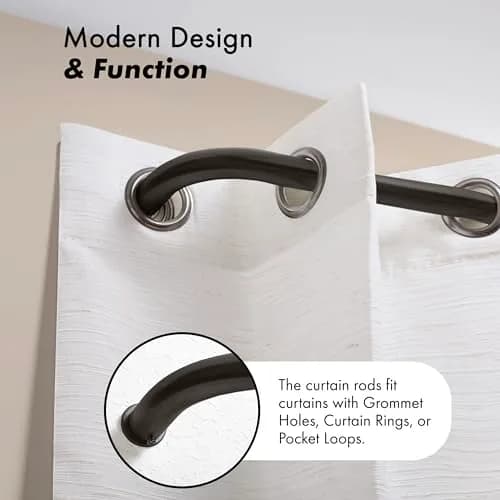 MERIVILLE 1-Inch Diameter Bay Window Curtain Rod Set for Bayview Windows, Oil-Rubbed Bronze | Durable Metal, Extendable, Complete System thumbnail 6