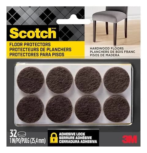 Scotch Felt Pads, 32 Pads, Circle, Brown, 1 in x 1 in | Protects Hardwood & Tile Floors thumbnail 1