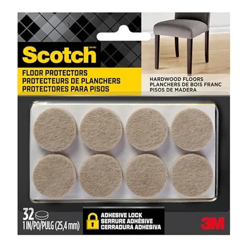 Scotch Felt Furniture Pads 32 PCS Beige, 1" Round | Protects Hardwood Floors thumbnail 1