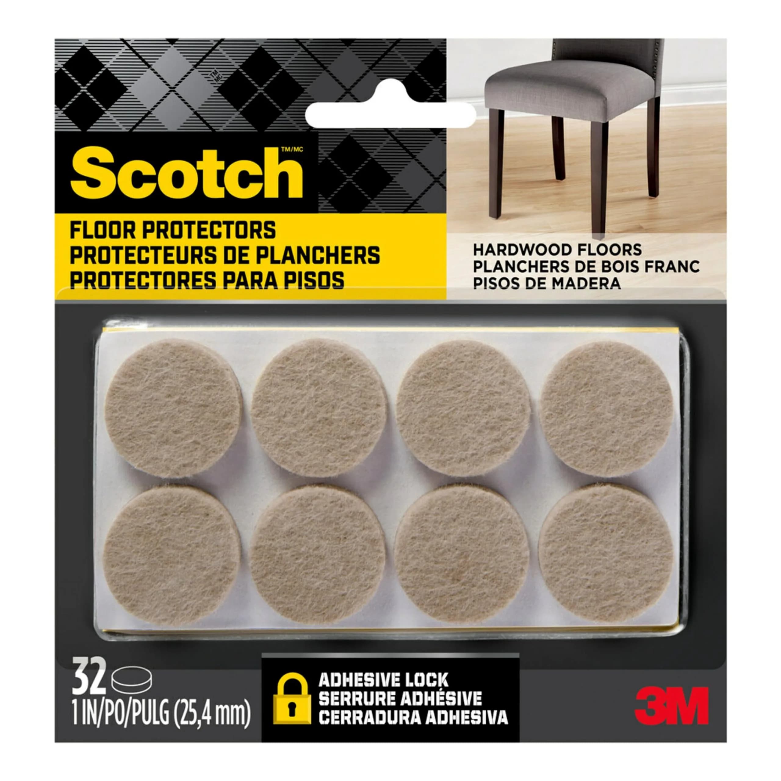 Scotch Felt Furniture Pads 32 PCS Beige, 1" Round | Protects Hardwood Floors