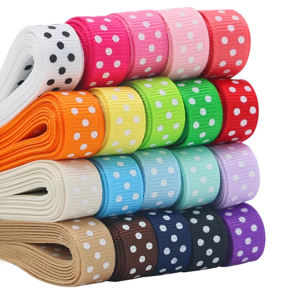 QingHan Polka Dot Grosgrain Ribbon 3/8" (9.5mm) | 40 Yards Assorted Colors for Crafts & Gifts - main product image