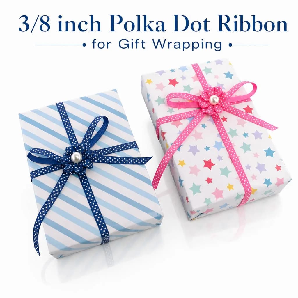 QingHan Polka Dot Grosgrain Ribbon 3/8" (9.5mm) | 40 Yards Assorted Colors for Crafts & Gifts - view 5