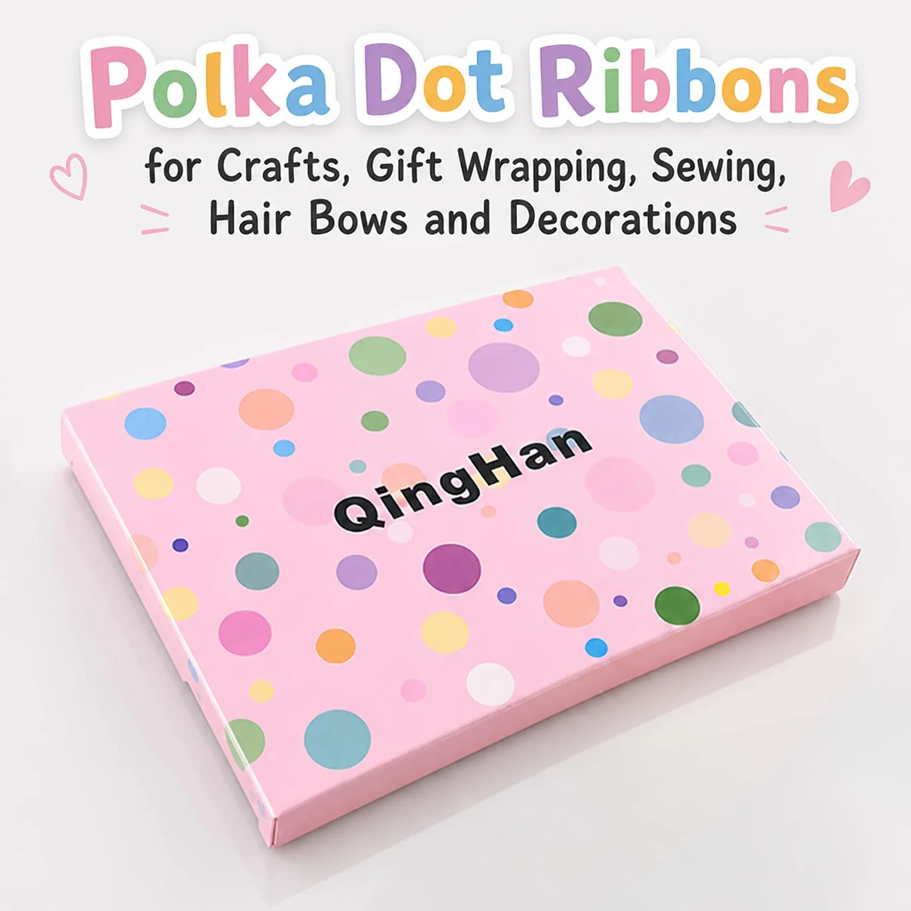 QingHan Polka Dot Grosgrain Ribbon 3/8" (9.5mm) | 40 Yards Assorted Colors for Crafts & Gifts - view 6