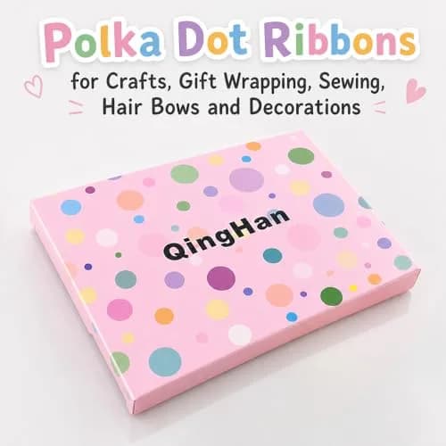 QingHan Polka Dot Grosgrain Ribbon 3/8" (9.5mm) | 40 Yards Assorted Colors for Crafts & Gifts thumbnail 6